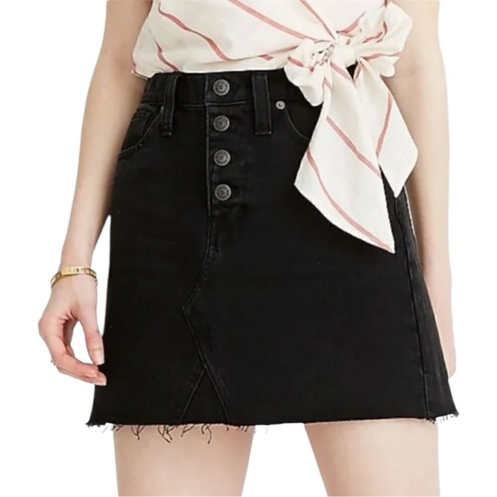 Madewell Black Denim A Line Mini Skirt